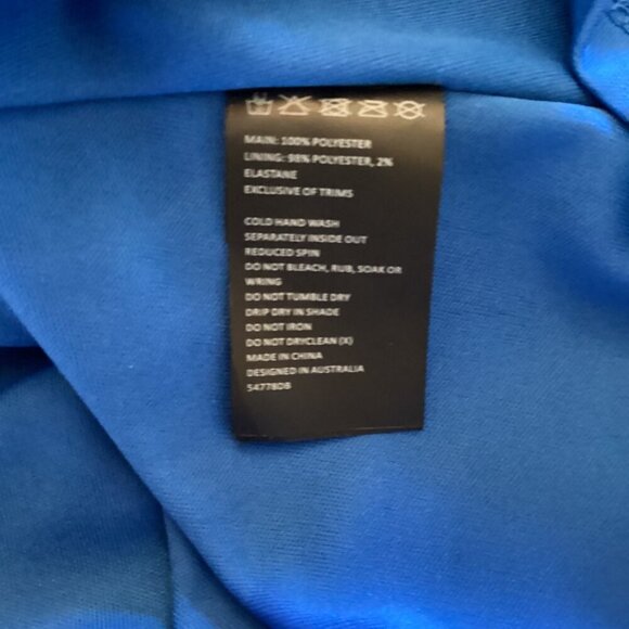 Bardot Belissa Pleat Dress Shine Blue Size Medium Wrap Balloon Sleeves - Picture 3 of 8